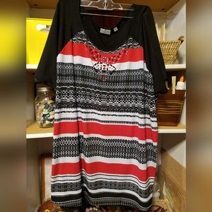 Avenue 22/24 Red, black, & white rhinestone design